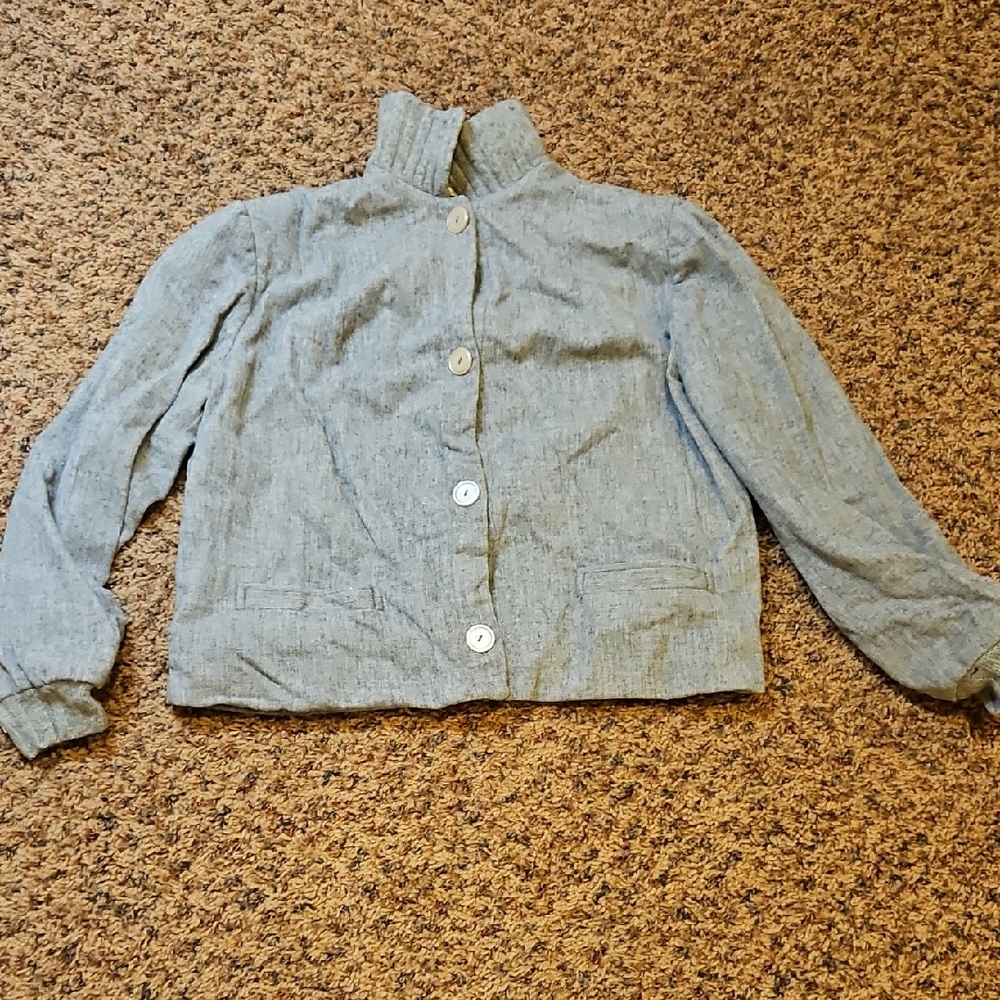 VINTAGE PENDLETON GRAY BUTTON JACKET KIDS GIRLS 1960s 60s Wool